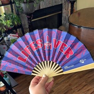 Blue and Red Lifesaver Hand Fan - End Overdose